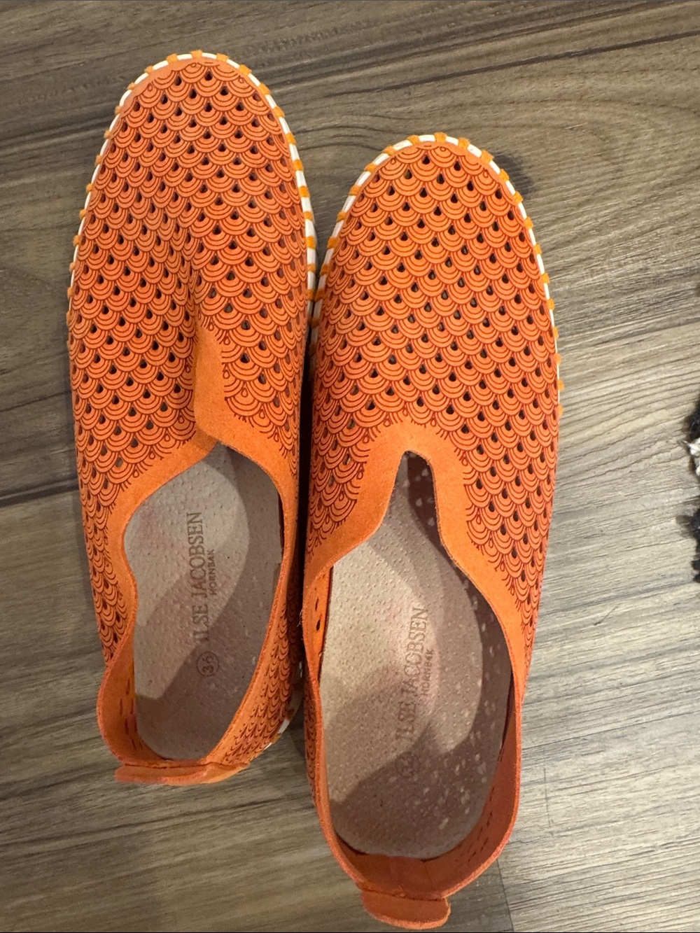 Ilse Jacobsen Orange Perforated Slip-On Shoe